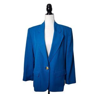 Vintage Heury-Lee Women's Blazer Size Blue Padded Shoulders